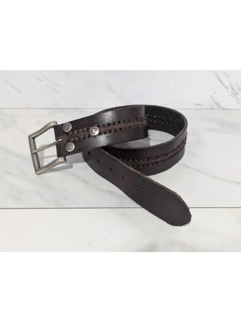 BKE Men's Brown Solid Leather Buckle Belt 1 3/4 Wide Size 34